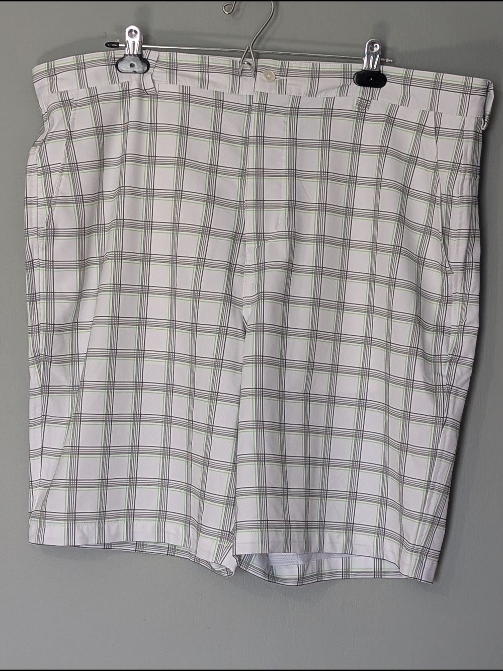 Antigua‎ Men's White Plaid Golf Shorts Geometric Preppy Athleisure Quiet Luxury